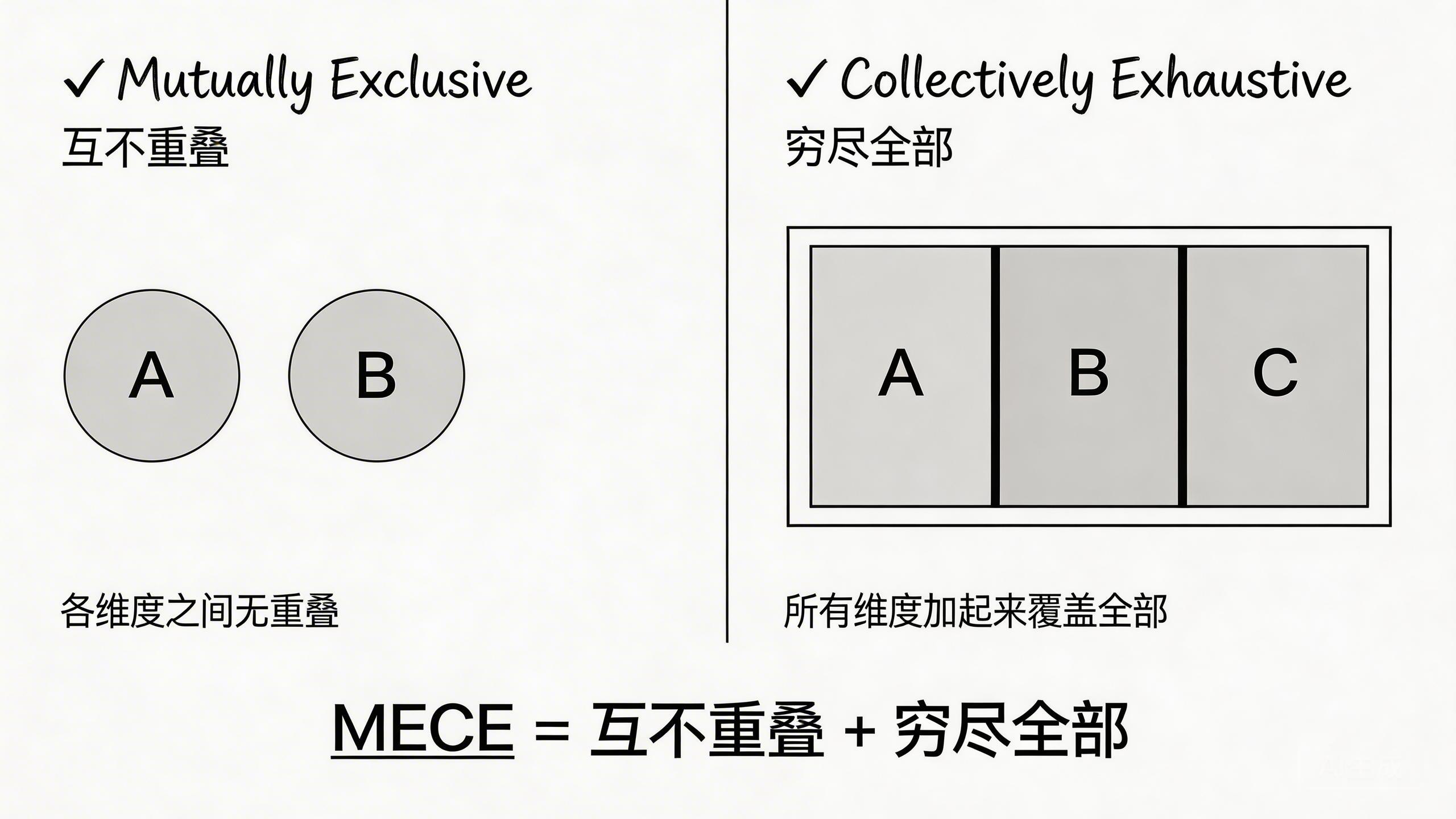 MECE 原则：互不重叠 + 穷尽全部